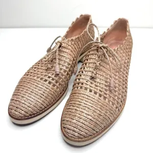 Stuart Weitzman Oxford Loafers Flats Womens 11 Beige Woven Twine Boho Preppy