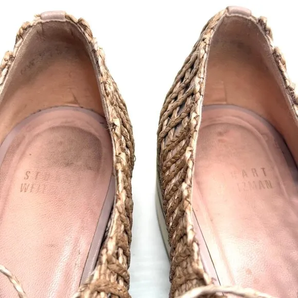 Stuart Weitzman Oxford Loafers Flats Womens 11 Beige Woven Twine Boho Preppy