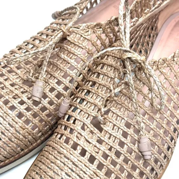 Stuart Weitzman Oxford Loafers Flats Womens 11 Beige Woven Twine Boho Preppy