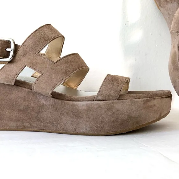 Stuart Weitzman Suede Cage Platform Sandals
