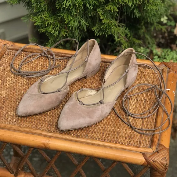 Stuart Weitzman Suede Gladiator Tie Up Flats