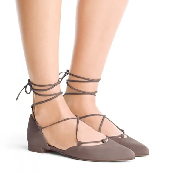 Stuart Weitzman Suede Gladiator Tie Up Flats