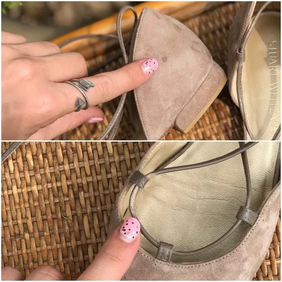 Stuart Weitzman Suede Gladiator Tie Up Flats