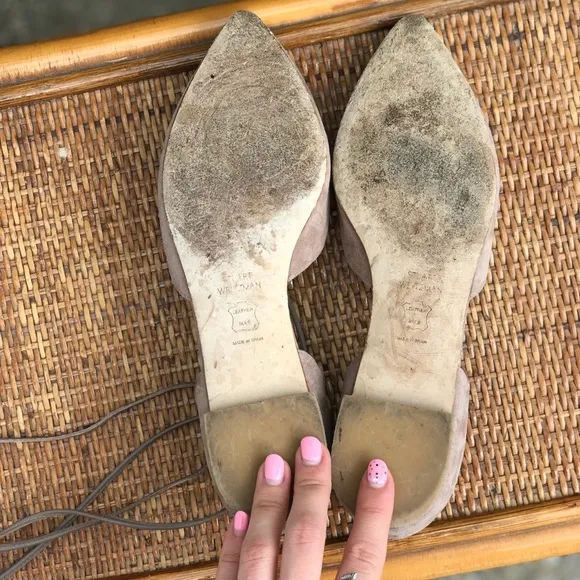 Stuart Weitzman Suede Gladiator Tie Up Flats