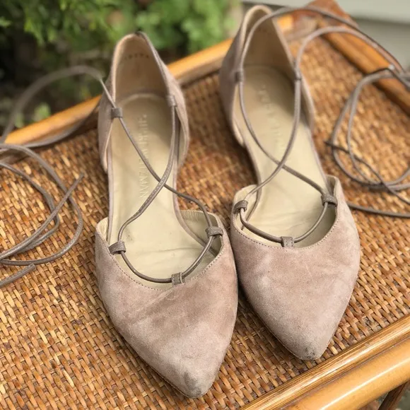 Stuart Weitzman Suede Gladiator Tie Up Flats