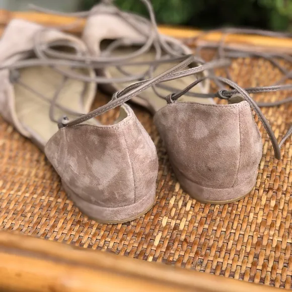 Stuart Weitzman Suede Gladiator Tie Up Flats