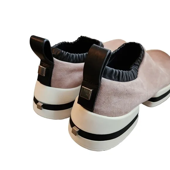 Stuart Weitzman Suede Sock Sneakers SW-612 Pull On Leather Platform
