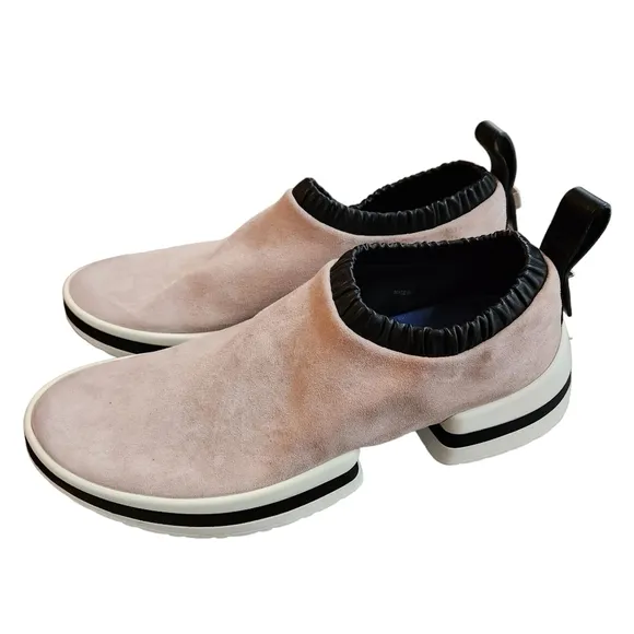 Stuart Weitzman Suede Sock Sneakers SW-612 Pull On Leather Platform