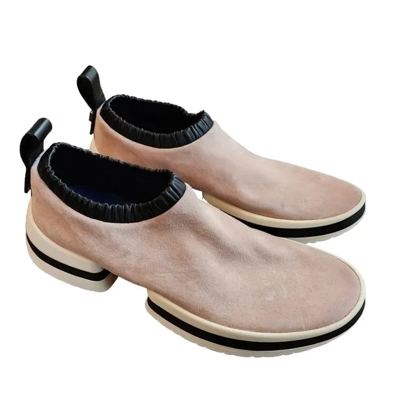 Stuart Weitzman Suede Sock Sneakers SW-612 Pull On Leather Platform