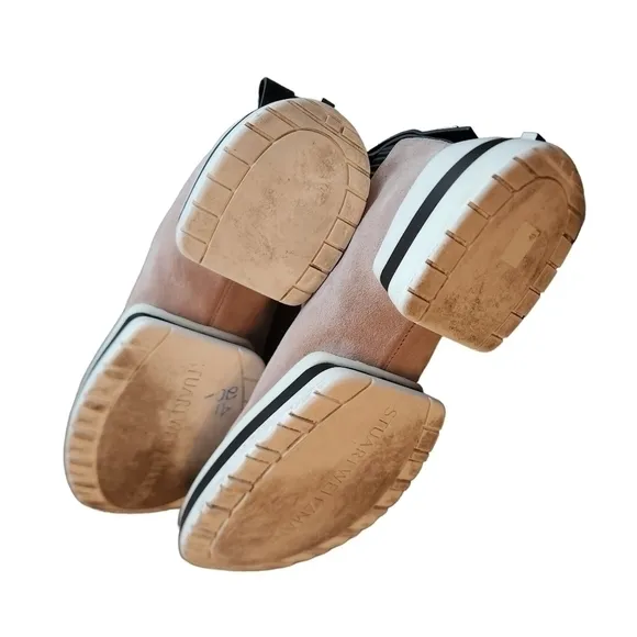 Stuart Weitzman Suede Sock Sneakers SW-612 Pull On Leather Platform