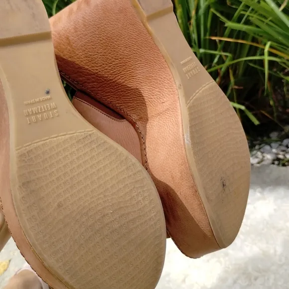 Stuart Weitzman Tan Nubuck Leather Slip On Mules Sandals 6.5
