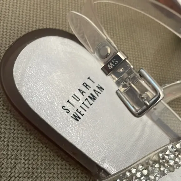 Stuart Weitzman Teezer Crystal Jelly T-Strap Sandals Size 40 US 9.5