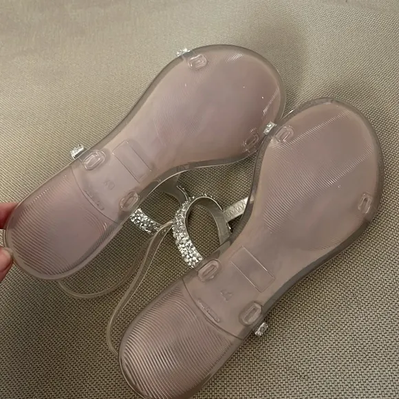 Stuart Weitzman Teezer Crystal Jelly T-Strap Sandals Size 40 US 9.5