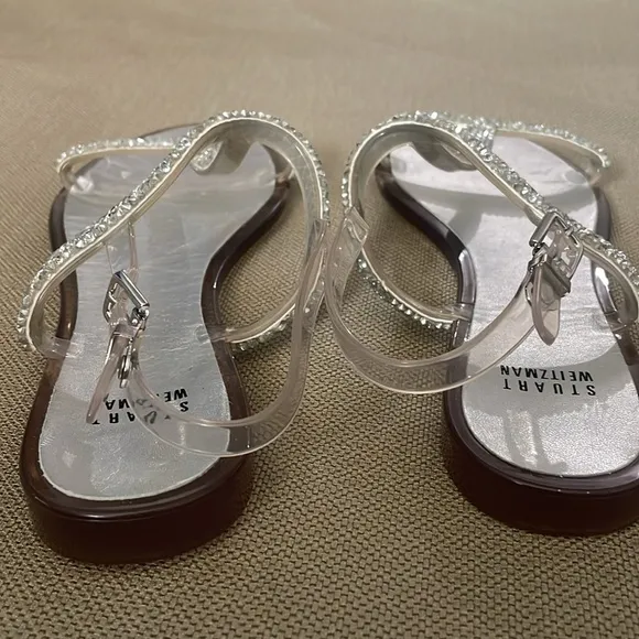 Stuart Weitzman Teezer Crystal Jelly T-Strap Sandals Size 40 US 9.5