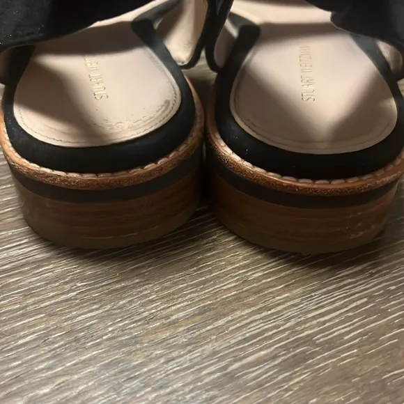 Stuart Weitzman Topical Black Suede Open Toe Ankle Strap Sandals in size 7.5