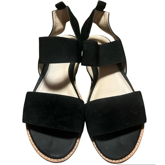 Stuart Weitzman Topical Black Suede Open Toe Ankle Strap Sandals in size 7.5