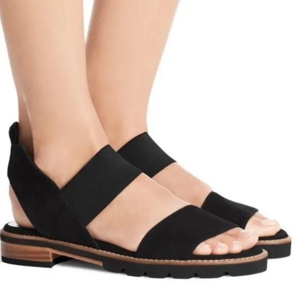 Stuart Weitzman Topical Black Suede Open Toe Ankle Strap Sandals in size 7.5