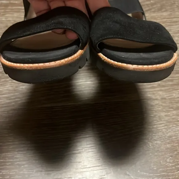Stuart Weitzman Topical Black Suede Open Toe Ankle Strap Sandals in size 7.5