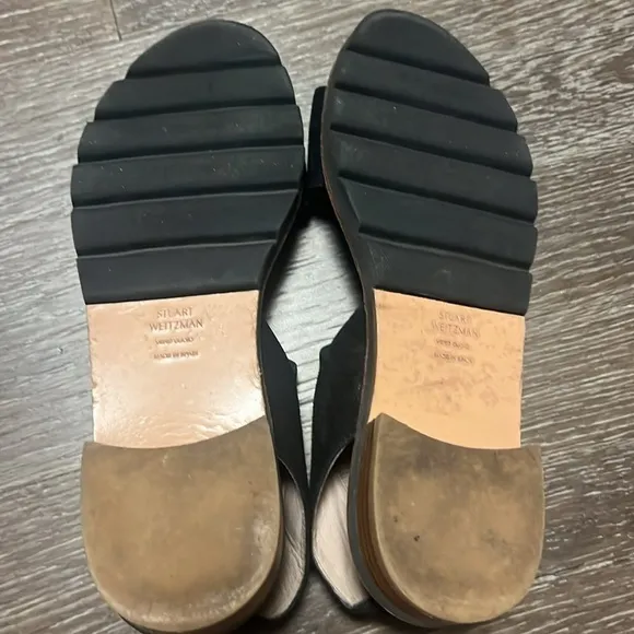 Stuart Weitzman Topical Black Suede Open Toe Ankle Strap Sandals in size 7.5