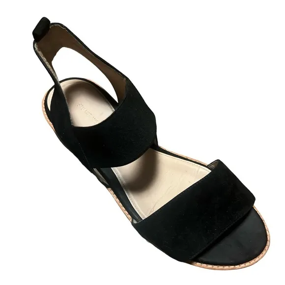 Stuart Weitzman Topical Black Suede Open Toe Ankle Strap Sandals in size 7.5