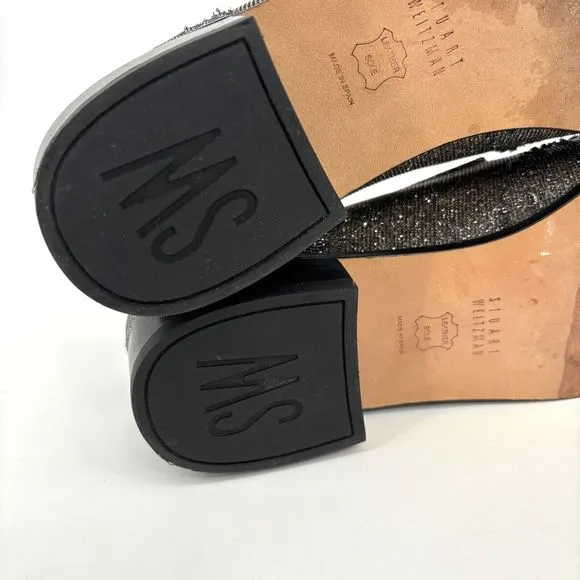 Stuart Weitzman Womens 7 Leather Colorblock Pattern Metallic Gold Silver Loafers
