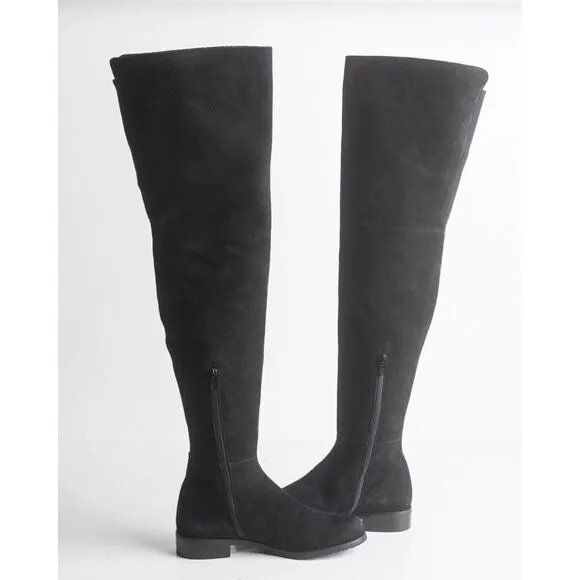 Stuart Weitzman Womens Black Suede Thigh High Boots Flats Pull On Sz US 6