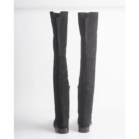 Stuart Weitzman Womens Black Suede Thigh High Boots Flats Pull On Sz US 6