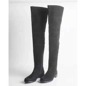 Stuart Weitzman Womens Black Suede Thigh High Boots Flats Pull On Sz US 6
