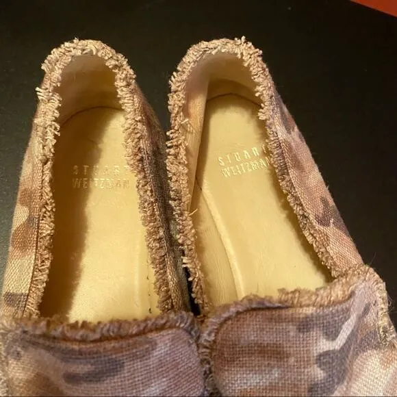 Stuart Weitzman Womens Camo espadrilles tan 6.5 flat shoes