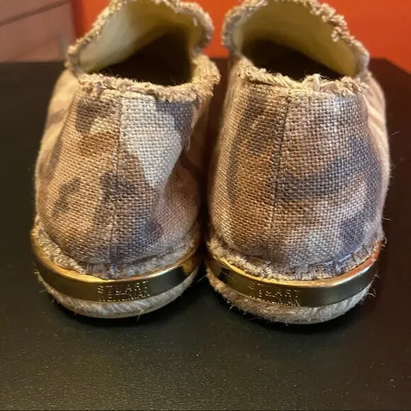 Stuart Weitzman Womens Camo espadrilles tan 6.5 flat shoes