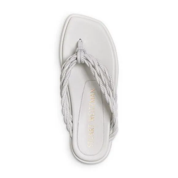STUART WEITZMAN Womens White Calypso Slip On Leather Thong Sandals 6 B