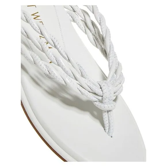 STUART WEITZMAN Womens White Calypso Slip On Leather Thong Sandals 7 B