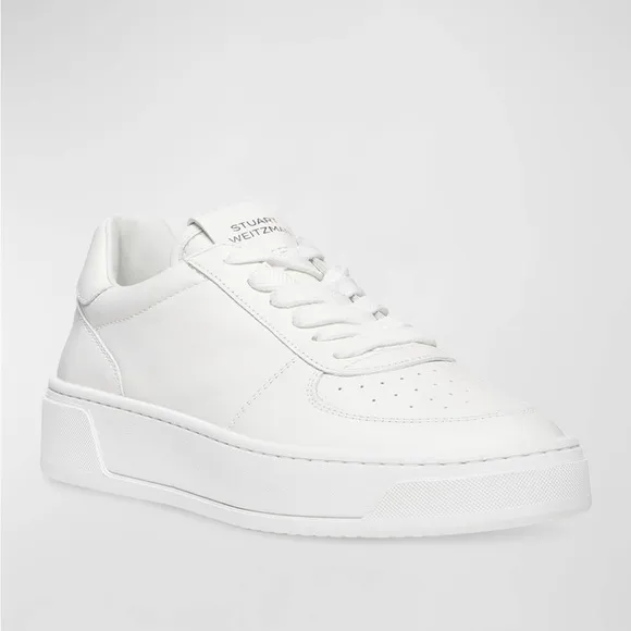 Stuart WeitzmanLeather Courtside Low-Top Sneakers white size 7 new