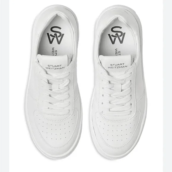 Stuart WeitzmanLeather Courtside Low-Top Sneakers white size 7 new