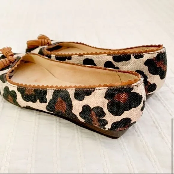 STUART WEITZMAN canvas leopard print flats