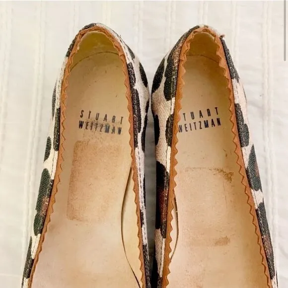 STUART WEITZMAN canvas leopard print flats
