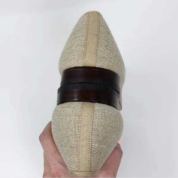 Stubbs &amp; Wootton Linen Slippers (Sz 9) Plain Natural Loafers