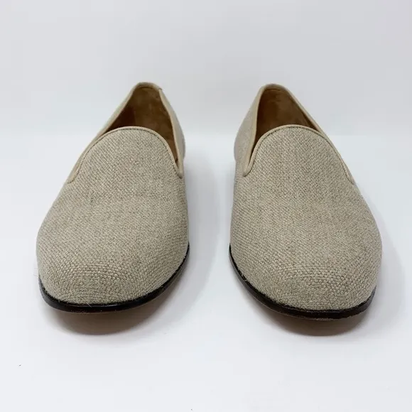 Stubbs &amp; Wootton Linen Slippers (Sz 9) Plain Natural Loafers