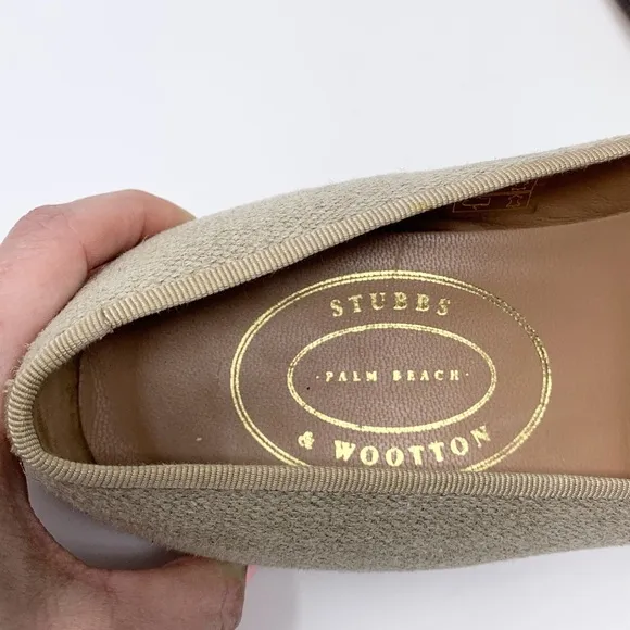 Stubbs &amp; Wootton Linen Slippers (Sz 9) Plain Natural Loafers