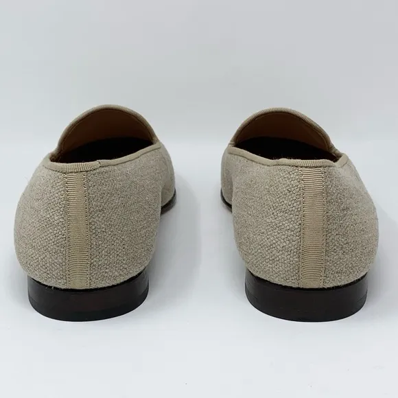Stubbs &amp; Wootton Linen Slippers (Sz 9) Plain Natural Loafers