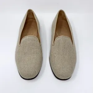 Stubbs &amp; Wootton Linen Slippers (Sz 9) Plain Natural Loafers