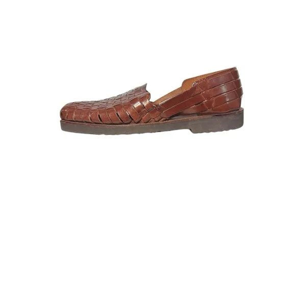 Studio Belvedere Men's Woven Leather Fisherman Flats Slip on Sandals 8 Brown