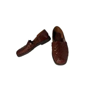 Studio Belvedere Men's Woven Leather Fisherman Flats Slip on Sandals 8 Brown