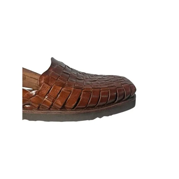 Studio Belvedere Men's Woven Leather Fisherman Flats Slip on Sandals 8 Brown