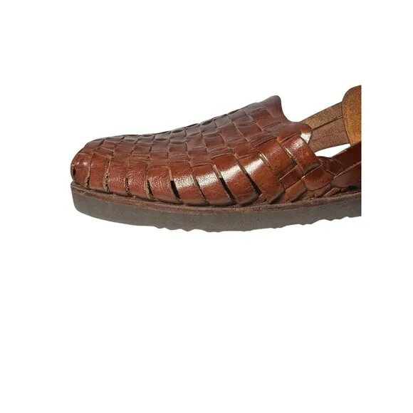 Studio Belvedere Men's Woven Leather Fisherman Flats Slip on Sandals 8 Brown