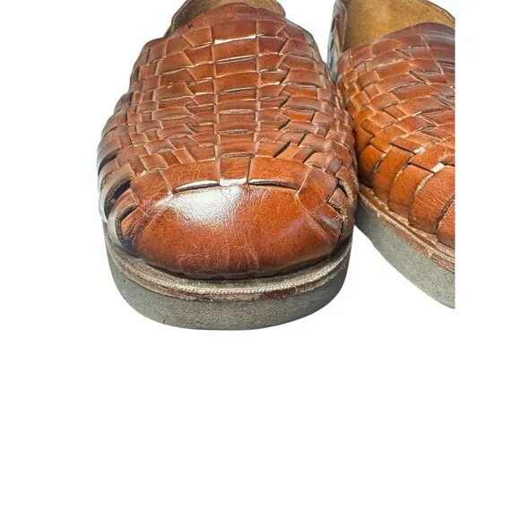 Studio Belvedere Men's Woven Leather Fisherman Flats Slip on Sandals 8 Brown