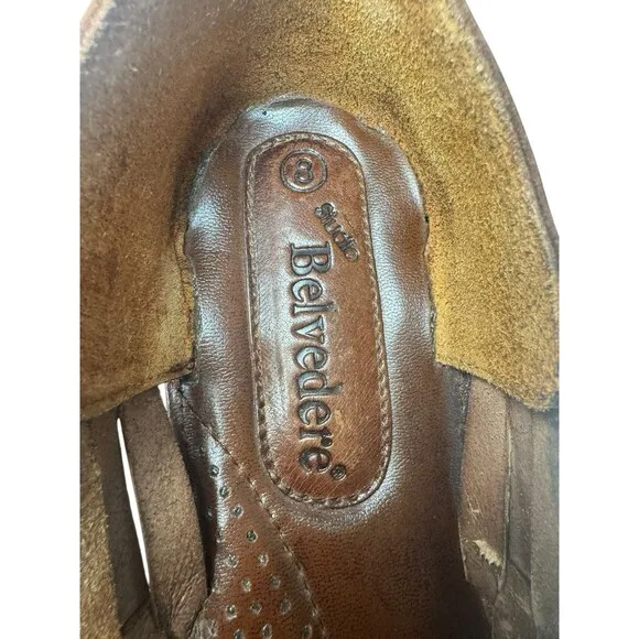 Studio Belvedere Men's Woven Leather Fisherman Flats Slip on Sandals 8 Brown