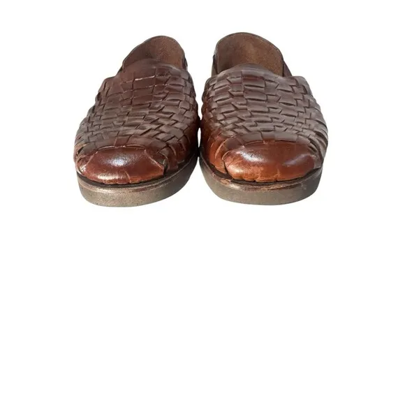 Studio Belvedere Men's Woven Leather Fisherman Flats Slip on Sandals 8 Brown