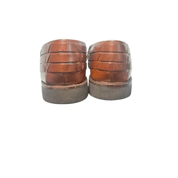 Studio Belvedere Men's Woven Leather Fisherman Flats Slip on Sandals 8 Brown
