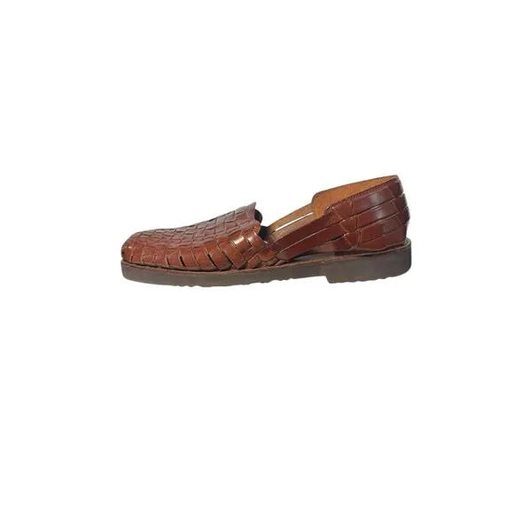 Studio Belvedere Men's Woven Leather Fisherman Flats Slip on Sandals 8 Brown